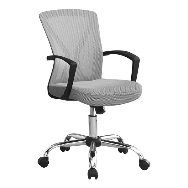 Monarch Specialties Office Chair, Adjustable Height, Swivel, Ergonomic, Armrests, Computer Desk, Work, Metal, Grey I 7461